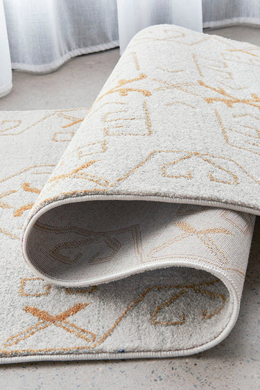 Cala Paradise Cream And Gold Modern Round Rug